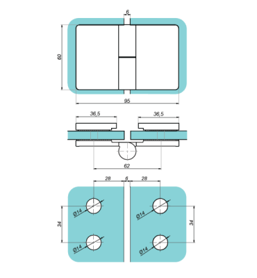 VER-SLIM-180-R-1 - Lifted hinge right glass to glass 180°