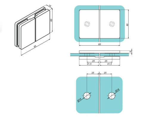 VER-SLIM-903 - Glass-glass handle 180°