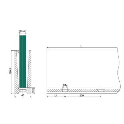 BM00041250TF - U-profile for glass balustrades