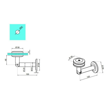 NLO-DA-634/316 -  Wall-glass connector