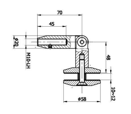 NLO-DA-635/304 - Tension rod - glass connector