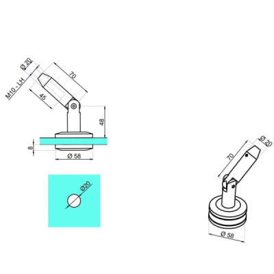 NLO-DA-635/304 - Tension rod - glass connector
