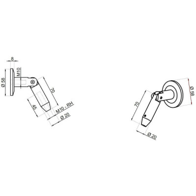 NLO-DA-636/304 - Tension rod - wall connector