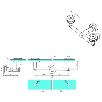 NLO-DA-634-DOUBLE - Double Wall-glass connector