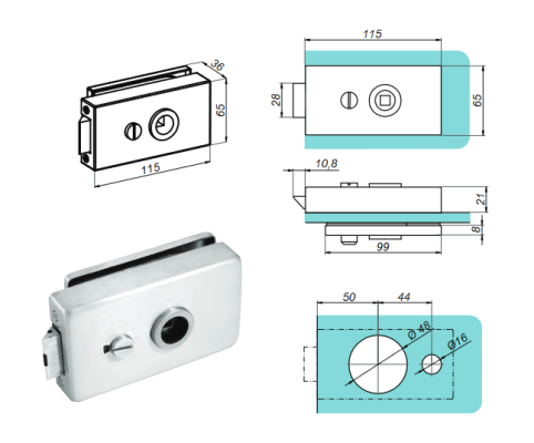 NT801WC-SS - Zamek łazienkowy ze wskaźnikiem