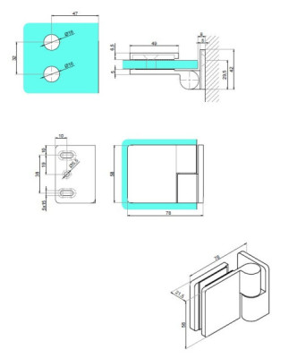 VER-A90-R-B - Wall-mounted hinge - glass