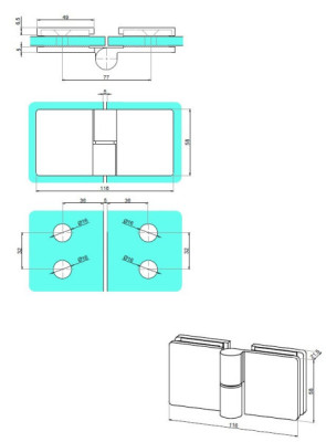 VER-180-L-1 - Wall-mounted glass - glass left 180˚