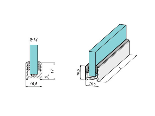 NLO-KP-3000-B - U profile for glass