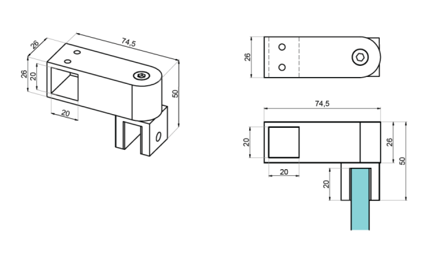 NLO-KP-2747-1 - Adjustable wall handle - profile