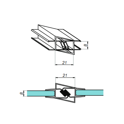 NLO-KP-2909P-8-2,5 - 180º magnetic seal