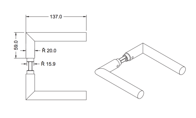 NTH06-PSS - Lever handle for glass doors