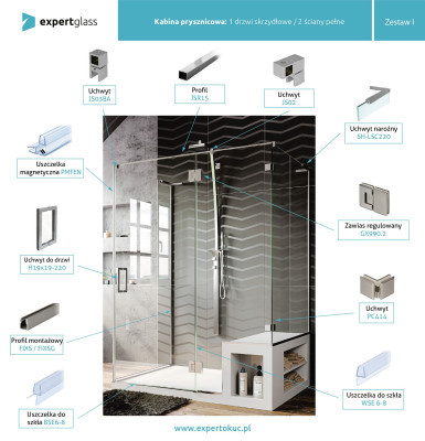 Kabina prysznicowa - zestaw AOSTA