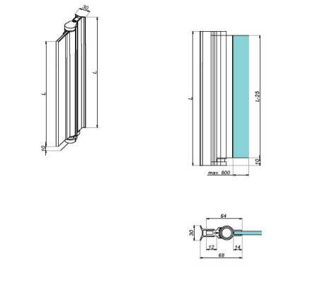 NLO-KP-S012-1,9-6 - Zawias parawanowy ściana-szkło