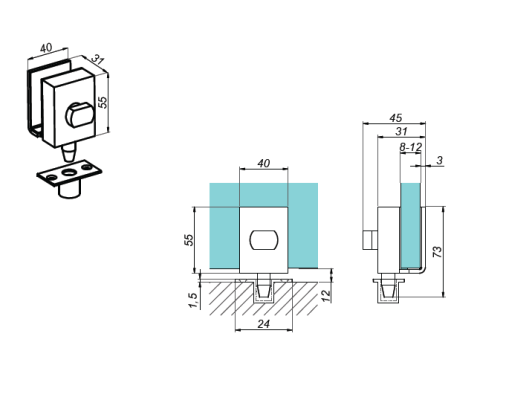 PCS-446A US15 - Zamek z gałką