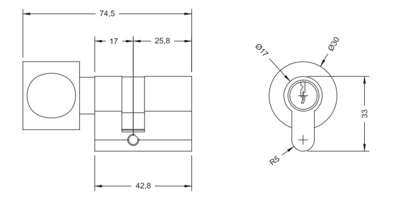 NTW01KG-SS - Wkładka do zamka - gałka/klucz