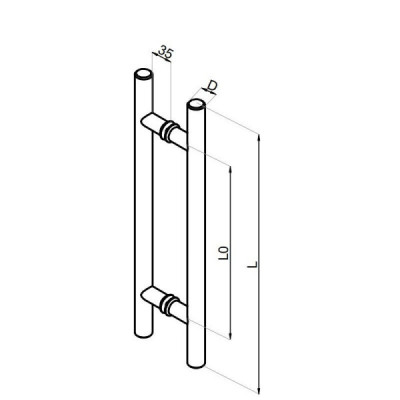G800-US32D-L600 PSS - Pochwyt do drzwi szklanych