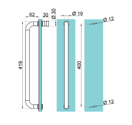 NLO-ZD-2815 - Pochwyt do drzwi szklanych