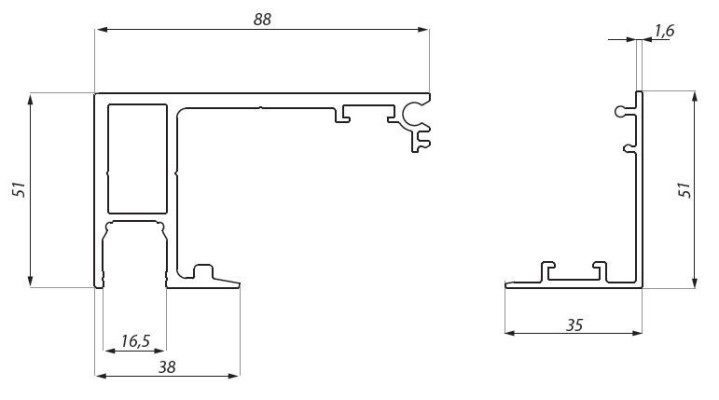 TS-MTRFIX300SET NAS - Sets: top track with integrated profile for fixed panel + cover