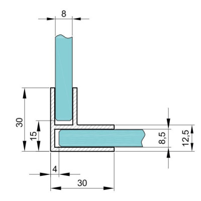 CS3090830B - Profil H - 90° do szkła 8 mm