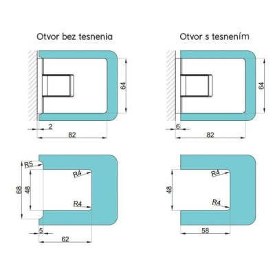 VER-S-BJ-90-G - Zawias wahadłowy ściana-szkło 90°