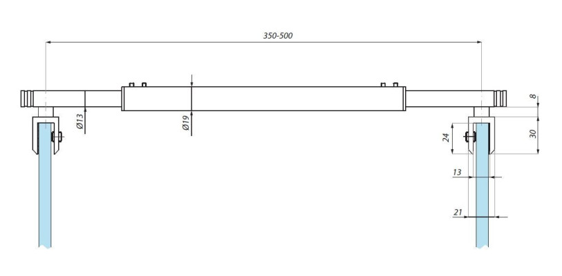 JH001ADJ/500 SC - Reling okrągły, regulowany szkło - szkło