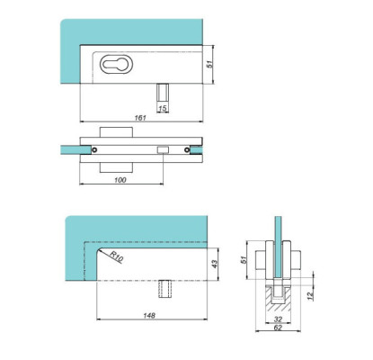GHD-150RD-B - Zamek z wkładką na klucz