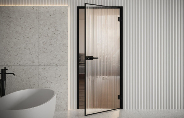 CS-1512-2500-F-L-B - Profil ramki do drzwi loftowych z możliwością frezowania pod zamek - lewe drzwi