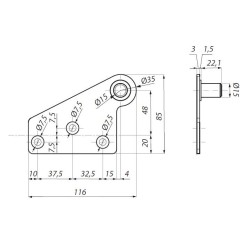 PD24-OSRH SSS - Top pivot, offset (right) for PD20-OSRH hinge PD24-OSRH SSS - Top pivot, offset (right) for PD20-OSRH hinge
