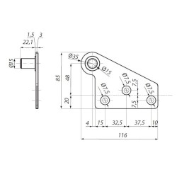 PD24-OSLH SSS - Top pivot, offset (left) for PD20-OSLH hinge PD24-OSLH SSS - Top pivot, offset (left) for PD20-OSLH hinge
