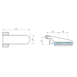 TGH32 PC - Free hinge with fixing plate TGH32 PC - Free hinge with fixing plate