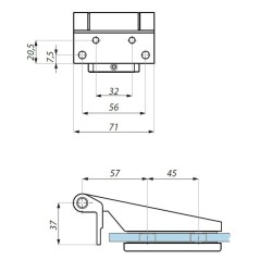 TGH322 NA - Free hinge with fixing plate TGH322 NA - Free hinge with fixing plate