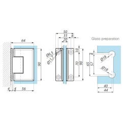 GX990.1 SC - Glass-wall hinge 90° GX990.1 SC - Glass-wall hinge 90°