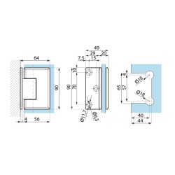 GX990.1OS BL - Hinge side fixing (glass to wall 90°) GX990.1OS BL - Hinge side fixing (glass to wall 90°)
