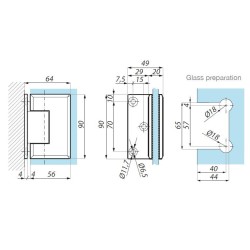 GX990.1OS SC - Hinge side fixing glass to wall 90° GX990.1OS SC - Hinge side fixing glass to wall 90°