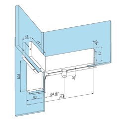 PD41LH SSS - Overpanel & side panel patch with fin link patch (lleft handed) for PD20 hinge PD41LH SSS - Overpanel & side panel patch with fin link patch (lleft handed) for PD20 hinge