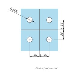 PD80 SSS - Connector patch for four glass panels PD80 SSS - Connector patch for four glass panels