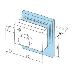 US627 PSS - Lock with the knob (without glass notch) US627 PSS - Lock with the knob (without glass notch)
