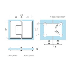 GX990.2 SC - Hinge (glass to glass 180°) GX990.2 SC - Hinge (glass to glass 180°)