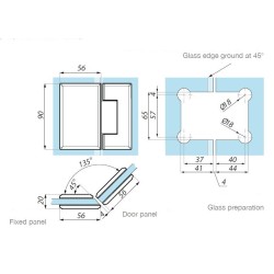 GX990.3 SC - Hinge (glass to glass 135°) GX990.3 SC - Hinge (glass to glass 135°)