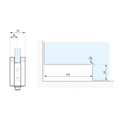 FS880NHO-3 SSS - Hydraulic bottom hinge - FORCE 3 (without hold open) FS880NHO-3 SSS - Hydraulic bottom hinge - FORCE 3 (without hold open)